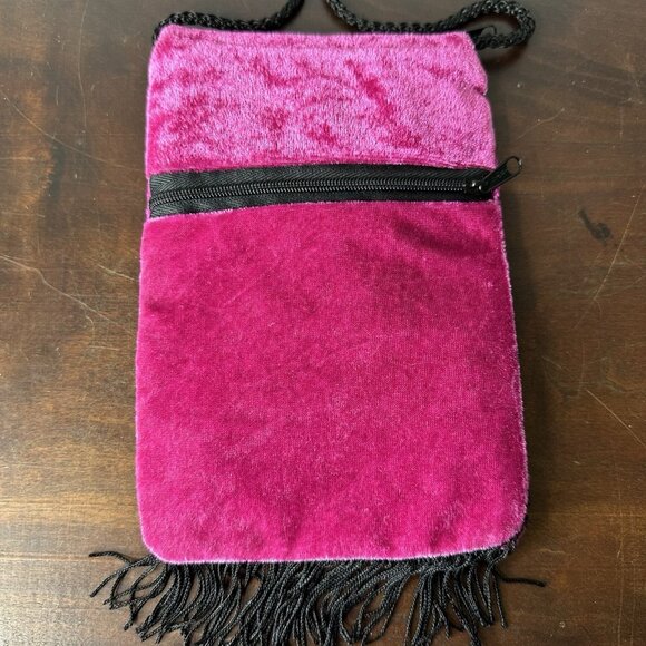 Pink Boho Embroidered Floral Guatemalan Crossbody Bohemian Purse Zip Fringe - Picture 2 of 7